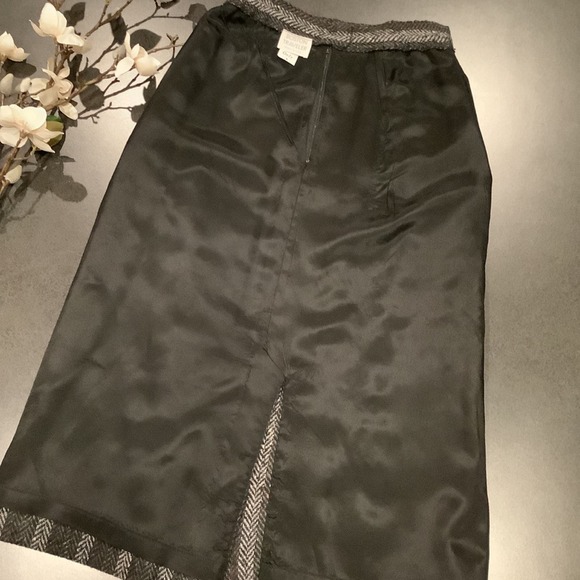 Vintage Boston Traveler Wool Stripe Tweed Herringbone Skirt Gray Melange - Picture 7 of 13